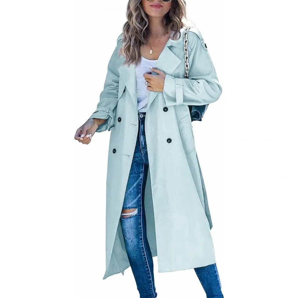 Buy Center Women's Windproof Trench Coat - Double-Breasted, Stylish Outerwear - Buy Center UK