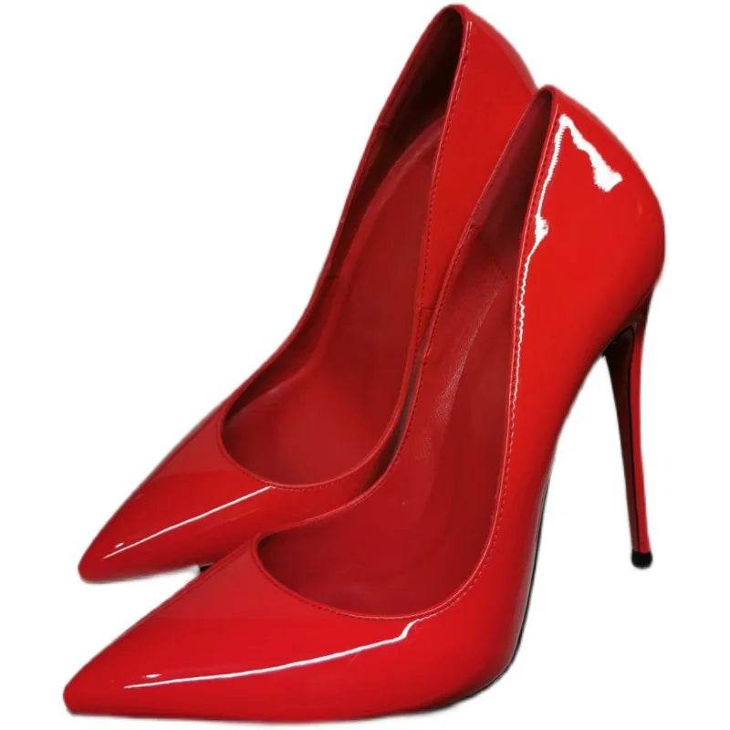 Buy Center Stylish Red Patent Leather High Heels - Pointed Toe Pumps - Buy Center UK