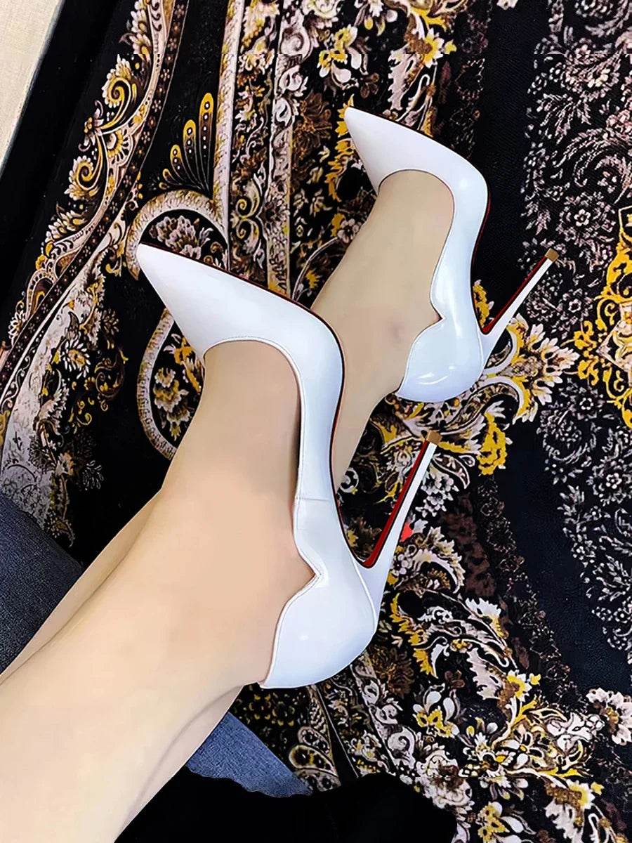 Buy Center Black Red Bottom High Heels - Sexy Pointed Slingbacks - Buy Center UK