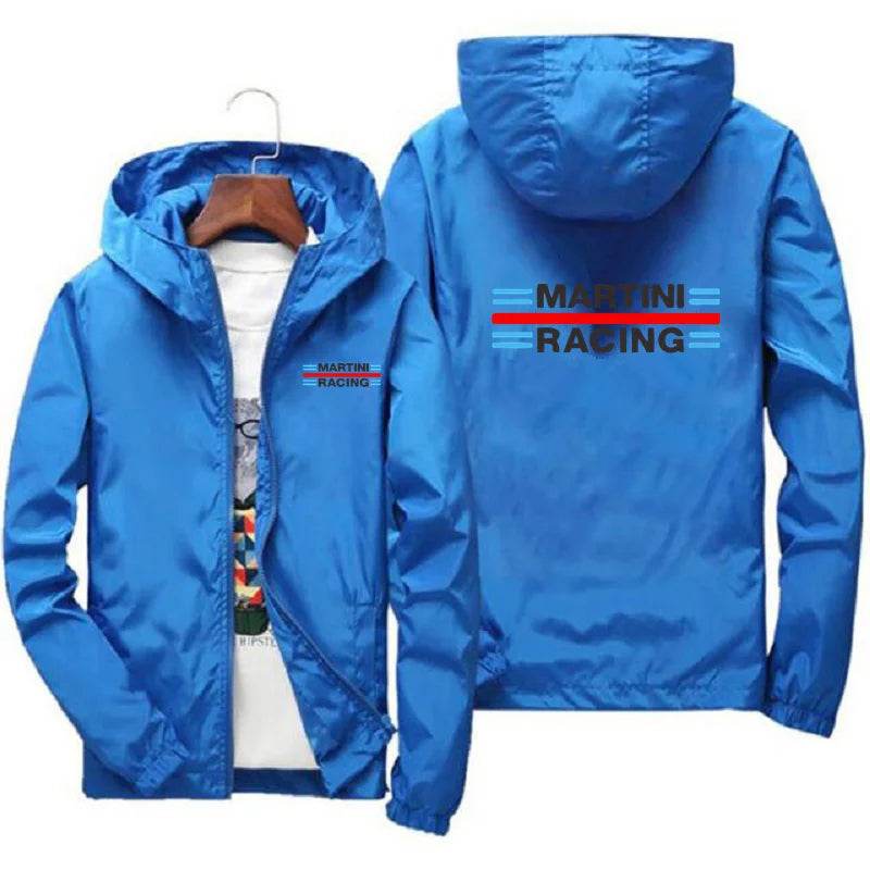 Martini Racing Men's Windbreaker Jacket - Lightweight, Zippered, Hooded - Buy Center UK