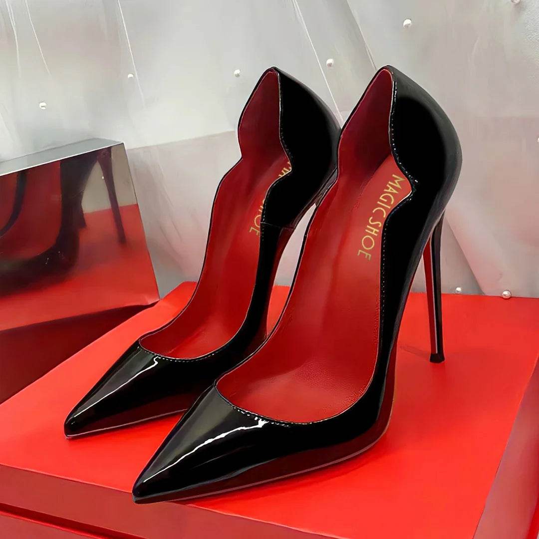 Buy Center Black Red Bottom High Heels - Sexy Pointed Slingbacks - Buy Center UK