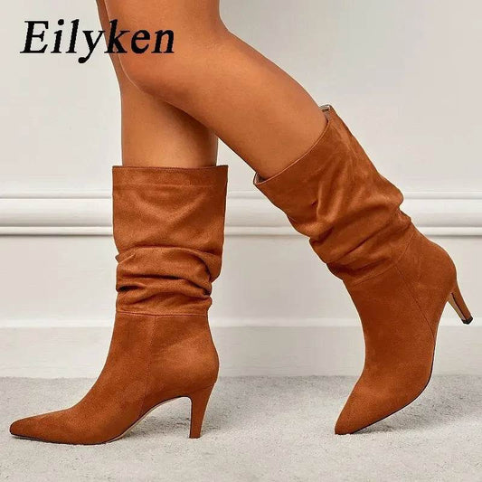 Eilyken Vintage Mid-Calf Boots - Pointed Toe, Thin Heels for Women - Buy Center UK