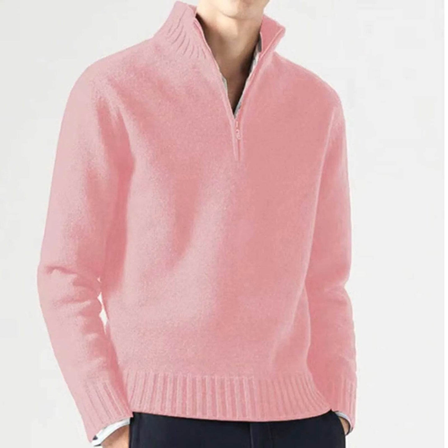 Buy Center Zipper Turtleneck Men's Sweater - Casual Knit Pullover - Buy Center UK