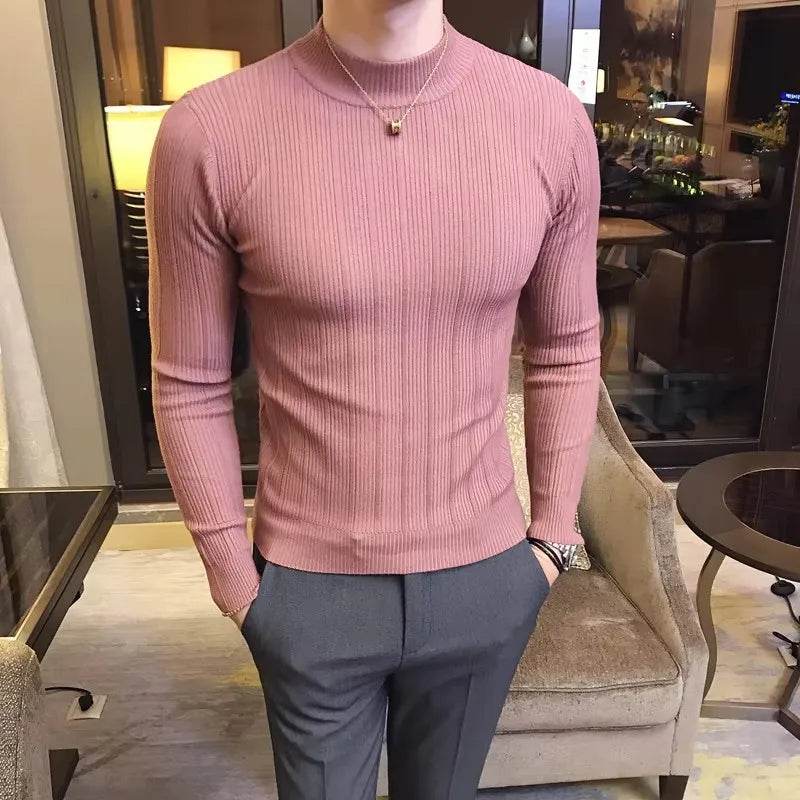 Buy Center Striped Turtleneck Sweater - Slim Fit for Men’s Style - Buy Center UK