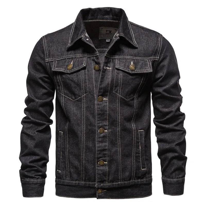 Buy Center Men’s Denim Coat - Casual Autumn Jacket, Turn Down Collar - Buy Center UK