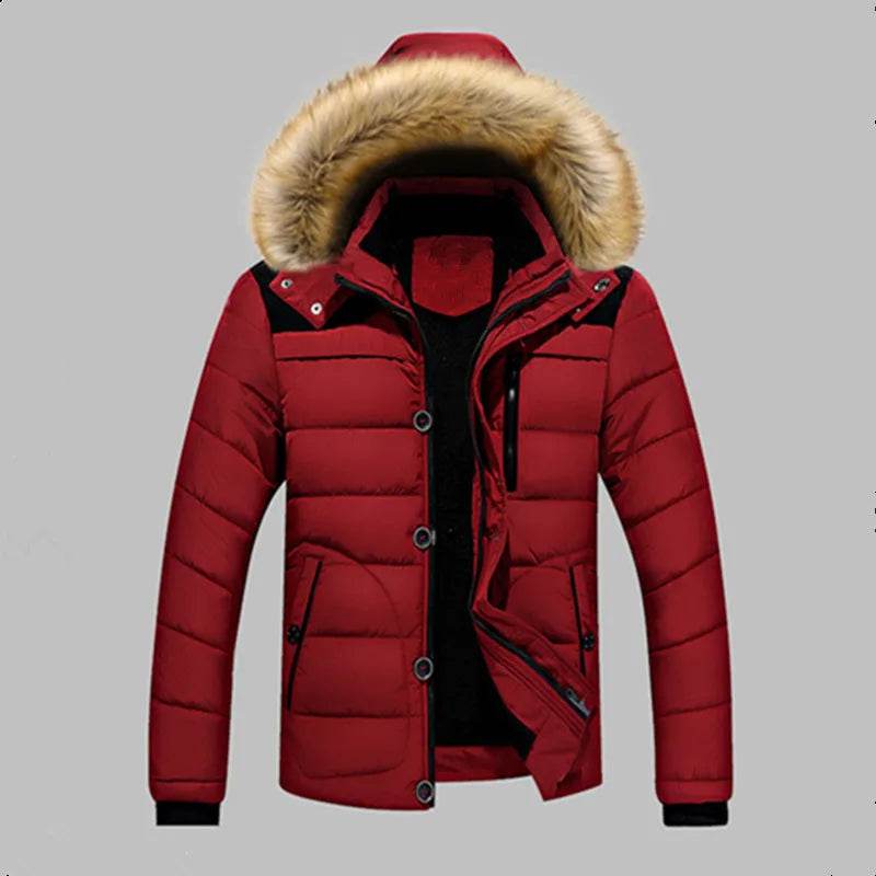 Buy Center Men's Warm Overcoat - Hooded Winter Jacket, Thick Cotton - Buy Center UK