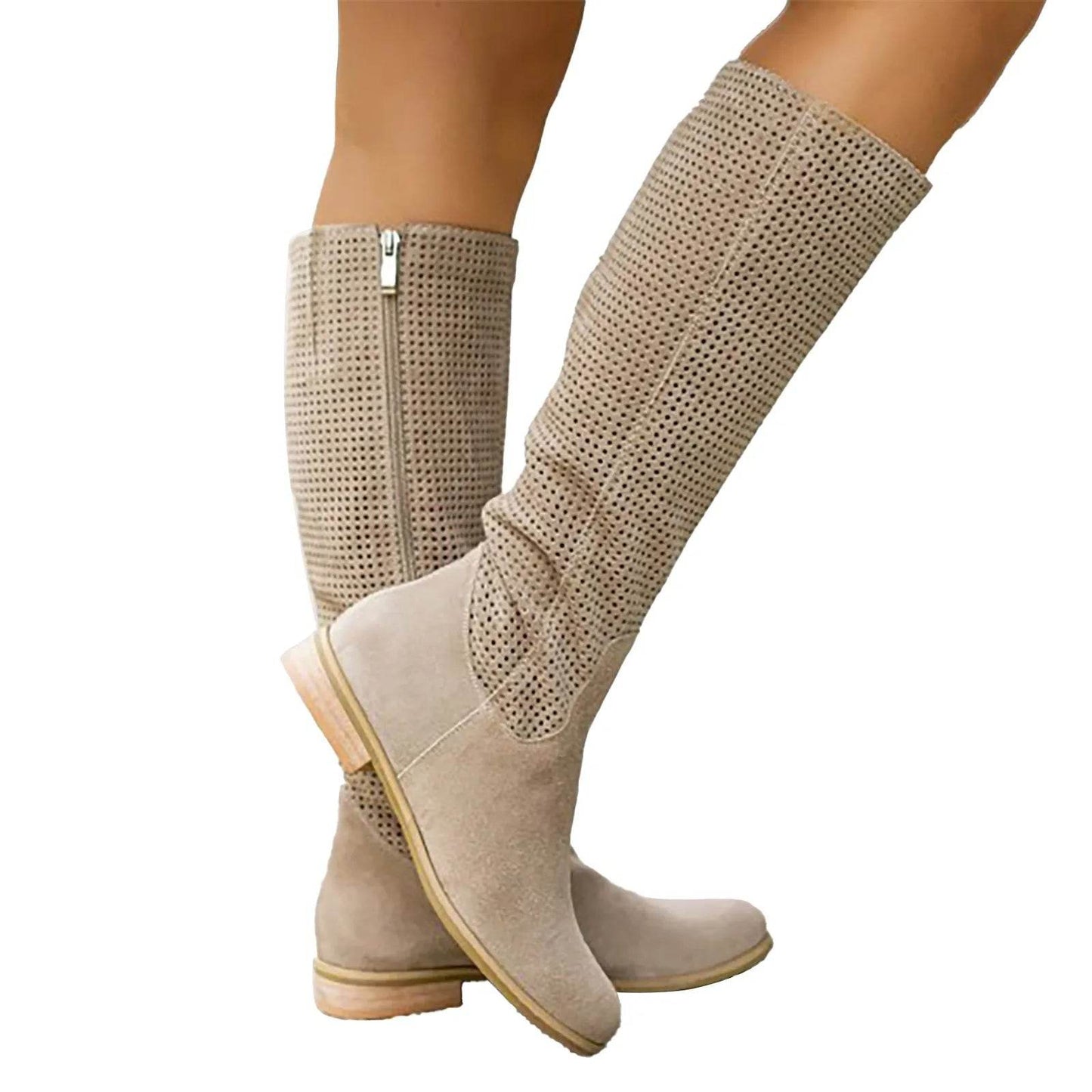 Buy Center Faux Suede Women’s Knee High Boots - Stylish, Low Heel - Buy Center UK