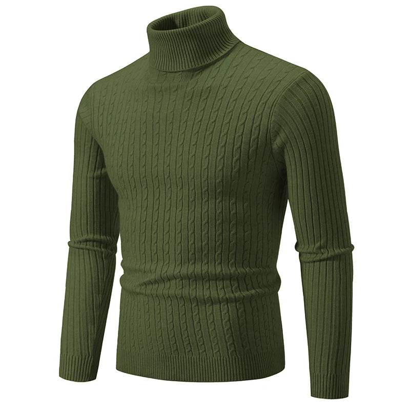 New Autumn Men's Jacquard Sweater - Cozy High Neck Turtleneck Pullover - Buy Center UK