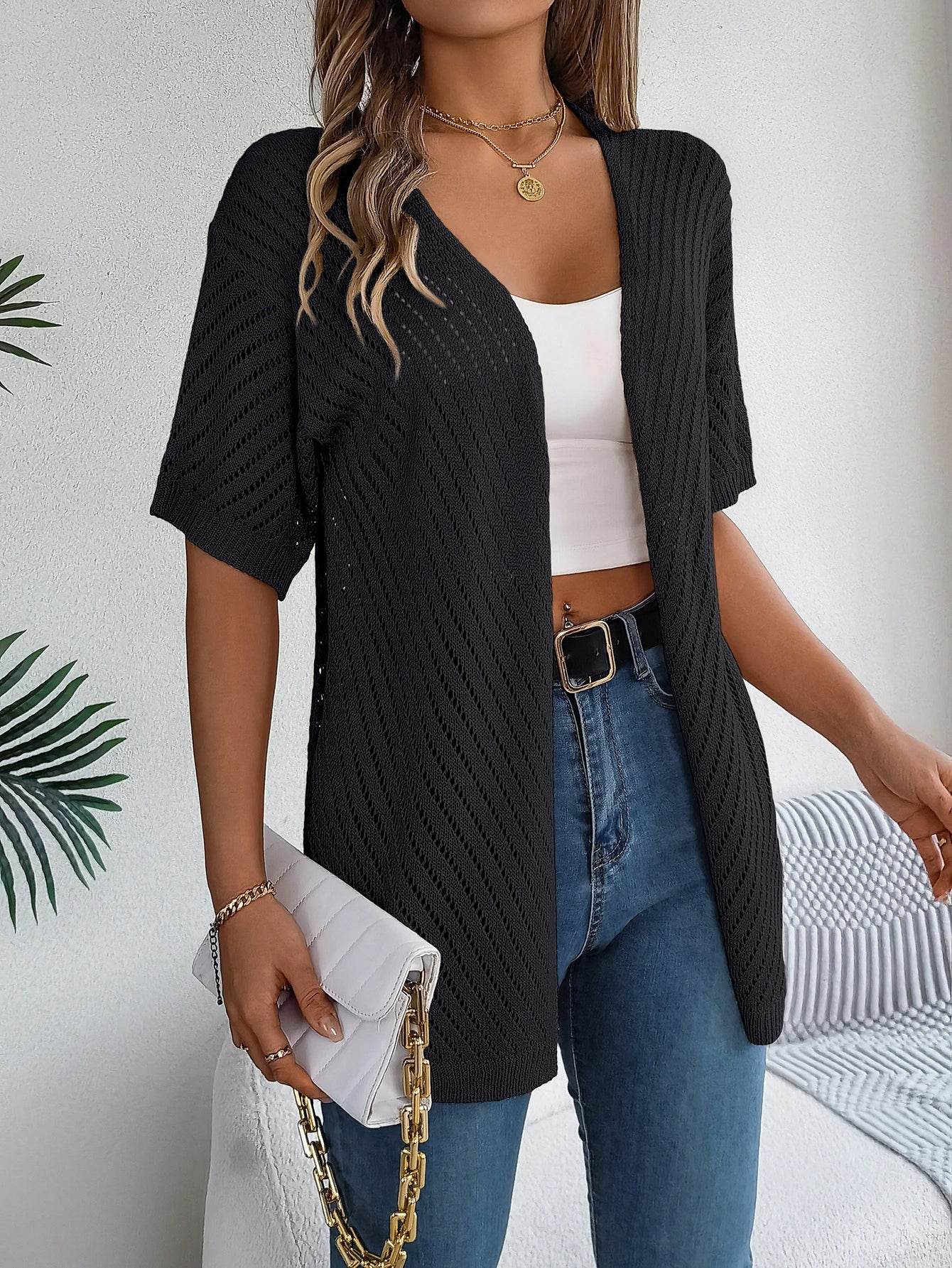 Buy Center Spring Summer Knitted Cardigan - Casual Hollow Out Fit - Buy Center UK