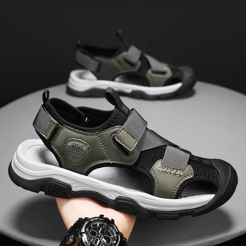 Buy Center Men's Summer Sandals - Genuine Leather, Anti-Slip Comfort - Buy Center UK