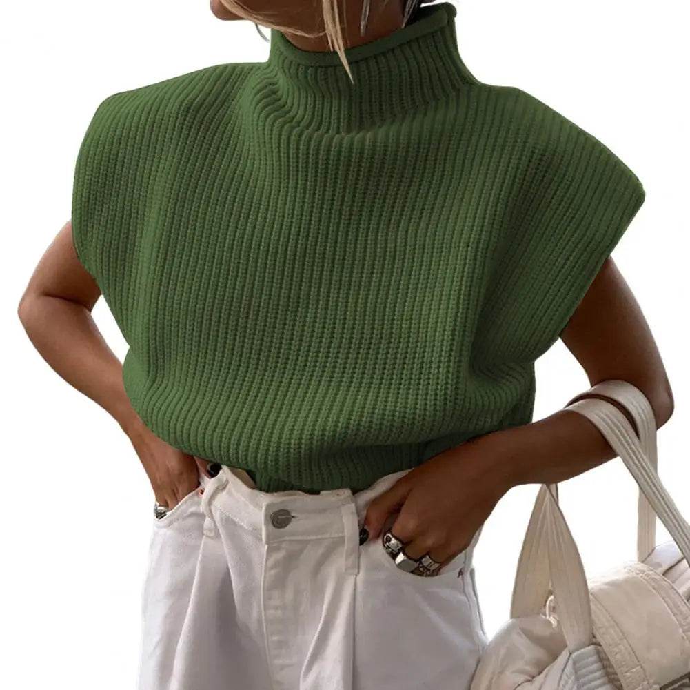 Buy Center Women's Sleeveless Vest Sweater - Warm Turtleneck Pullover - Buy Center UK