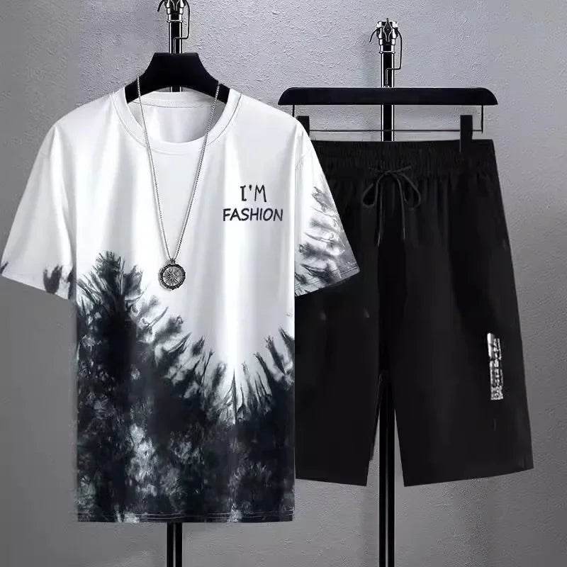 Buy Center Quick Dry Ice Silk Gradient Men's 2-Piece Set for Summer - Buy Center UK