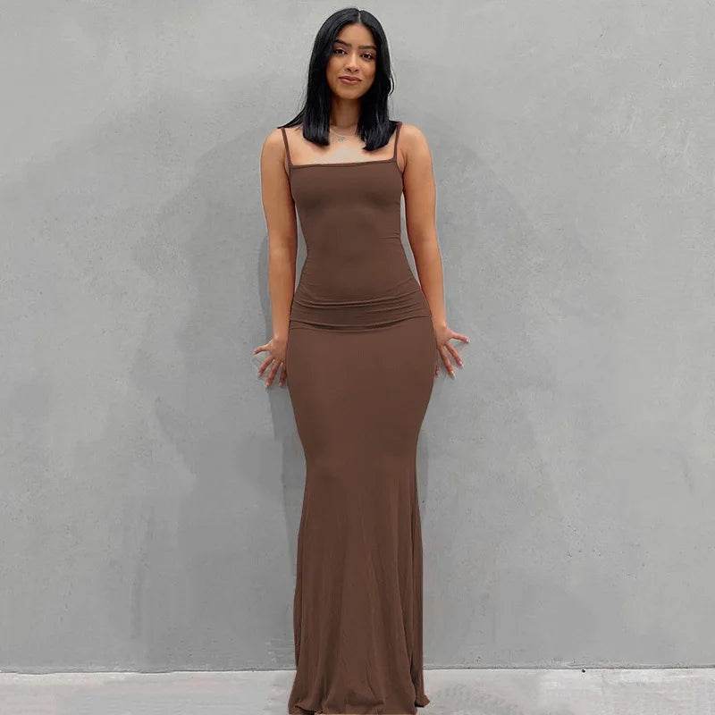 2024 Solid Color Slim Slip Dress - Women's High Step Elegance - Buy Center UK