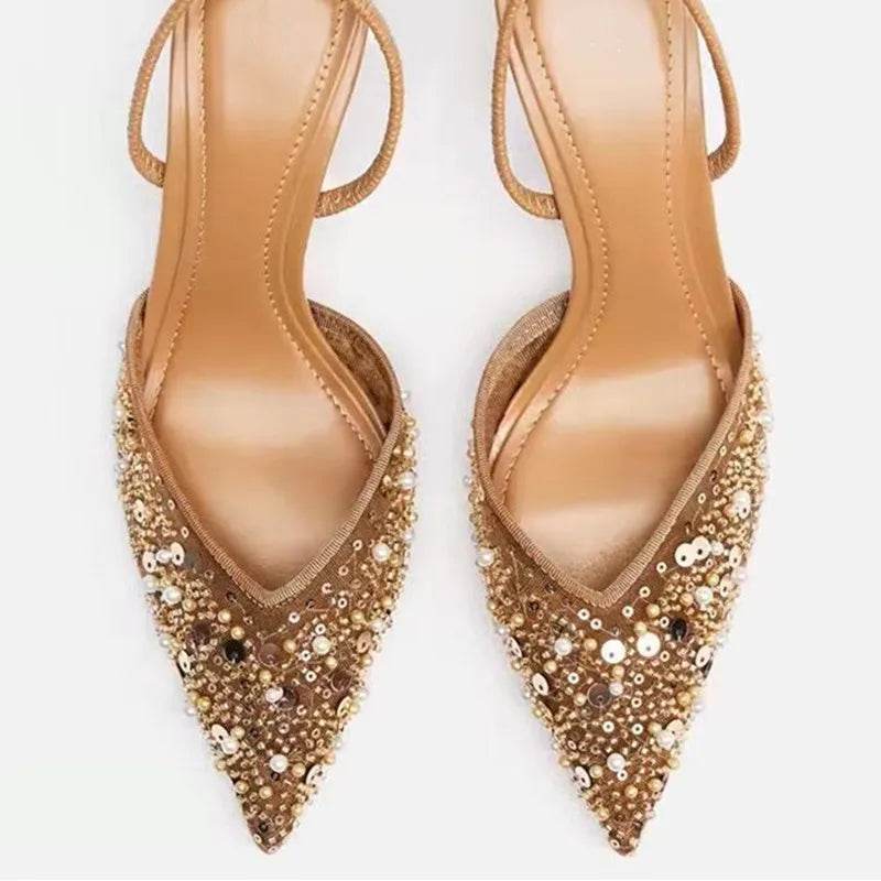 Buy Center Luxury Designer Bling Heels - Pointy Toe, Elegant Slingbacks - Buy Center UK