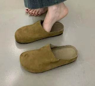 Buy Center Women's Closed Toe Suede Slippers - Retro Flat Sandals - Buy Center UK