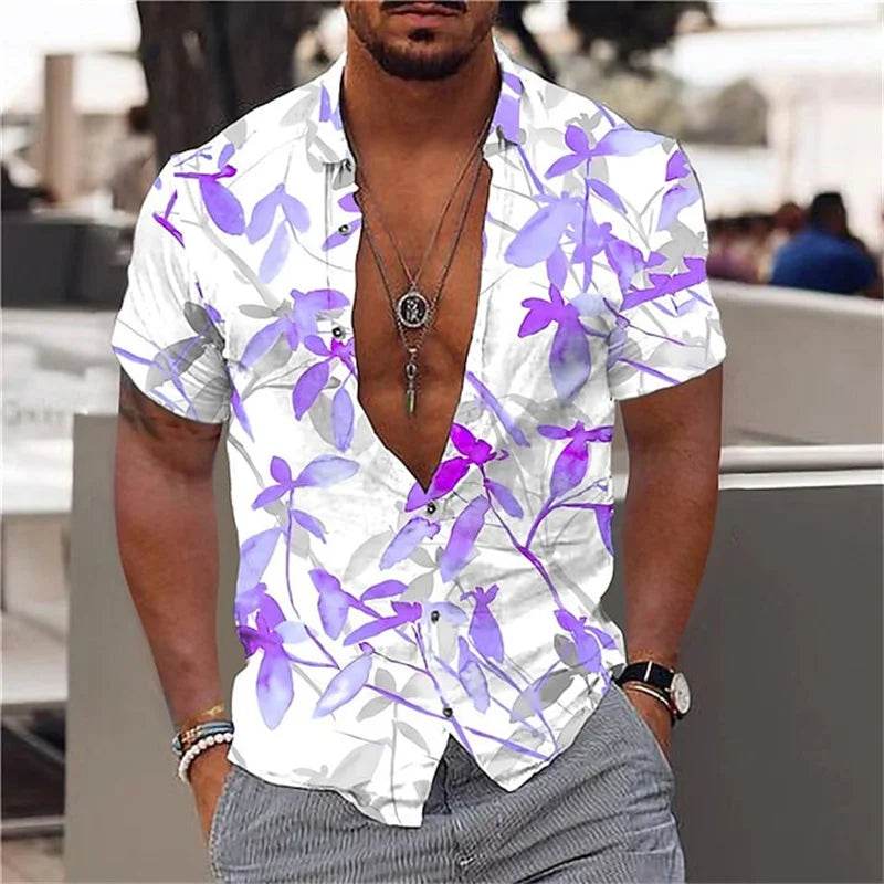 Buy Center Men's Black and Gold Flower Shirt - Hawaiian Style Summer - Buy Center UK