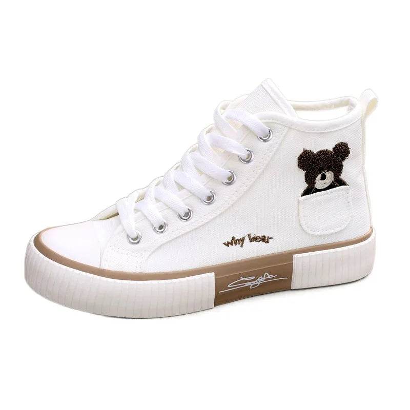 Buy Center Women's Pocket Bear High Top Shoes - Canvas, Lace-Up Style - Buy Center UK