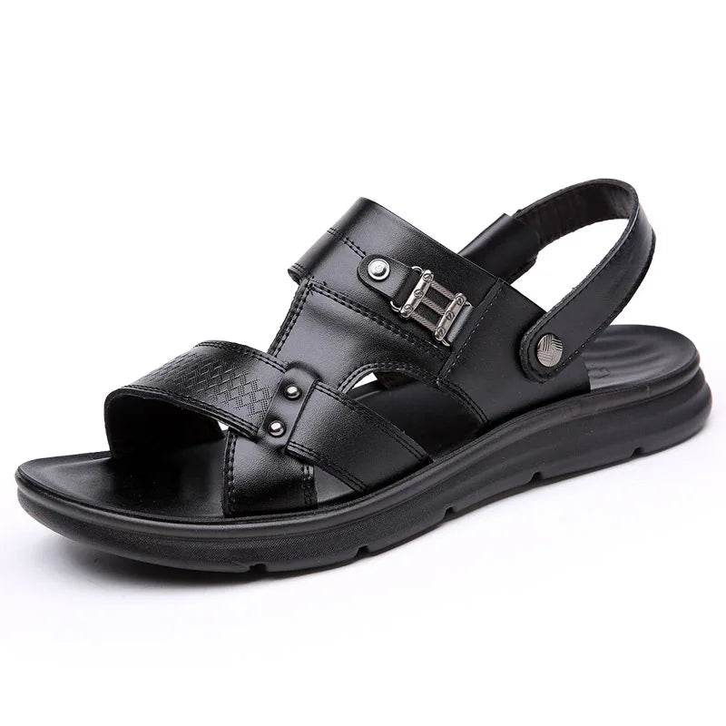 Buy Center Genuine Leather Sandals - Casual Anti-Slip Beach Shoes - Buy Center UK