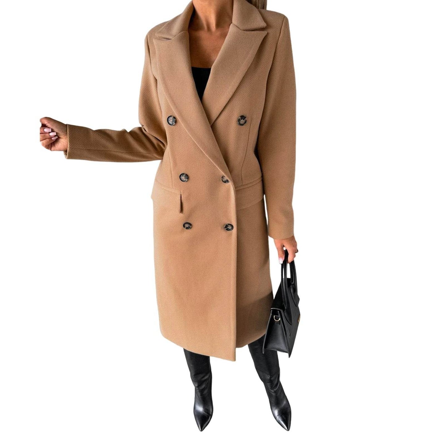 Buy Center Winter Women Overcoat - Double-Breasted Turn-Down Collar - Buy Center UK