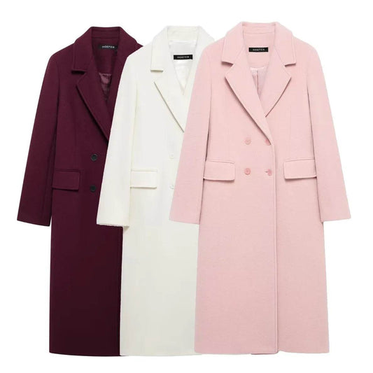 Buy Center Women's Long Double-Breasted Coat - Windproof & Chic - Buy Center UK