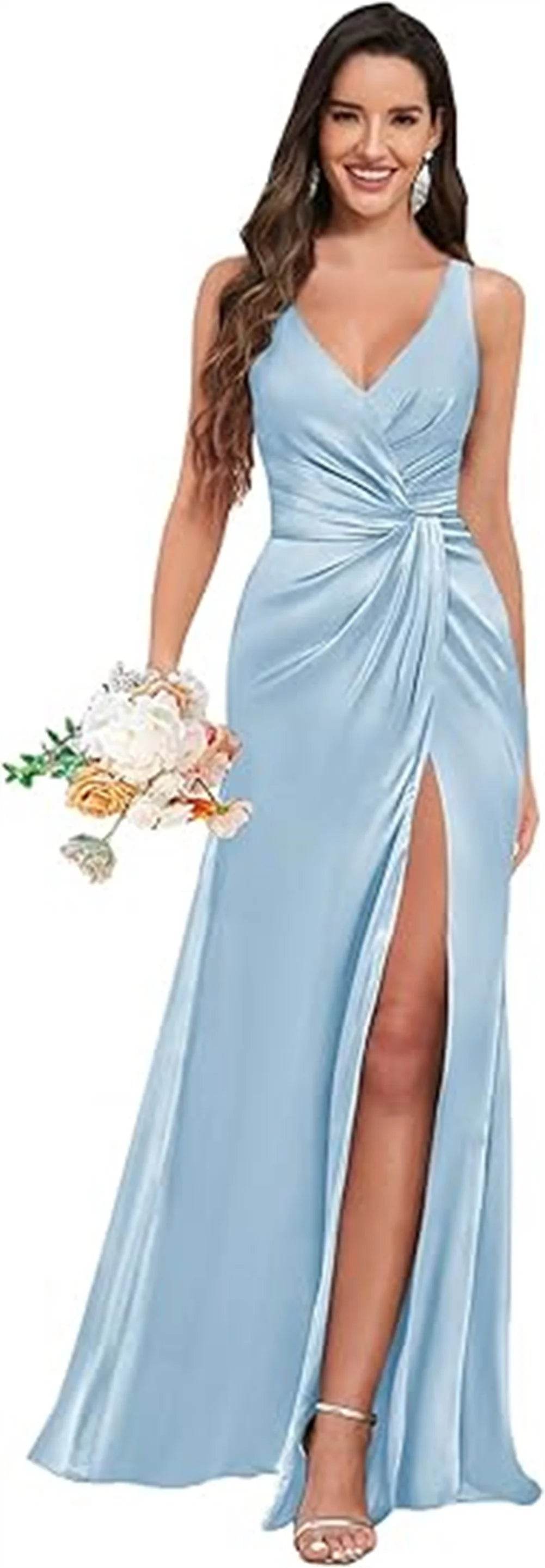 Customized Mermaid Satin Bridesmaid Dresses - Elegant V-Neck Design - Buy Center UK