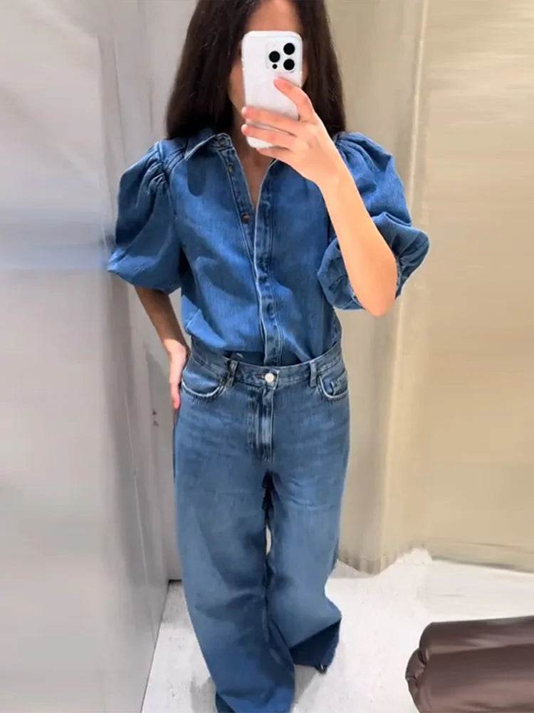 Buy Center Women's Puff Sleeve Shirt - Stylish Spring Streetwear Blouse - Buy Center UK