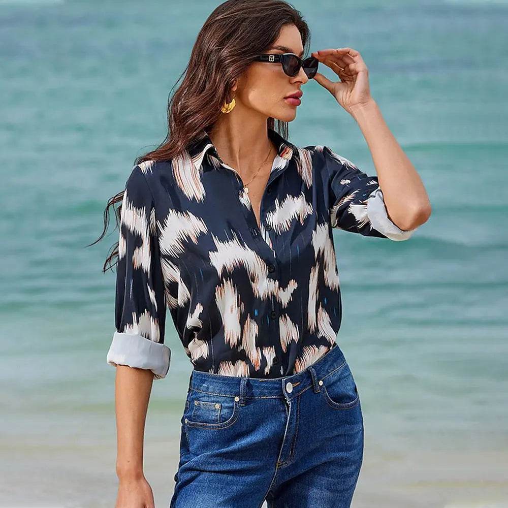 Buy Center Women's Long Sleeve Floral Blouse - Plus Size Office Chic - Buy Center UK