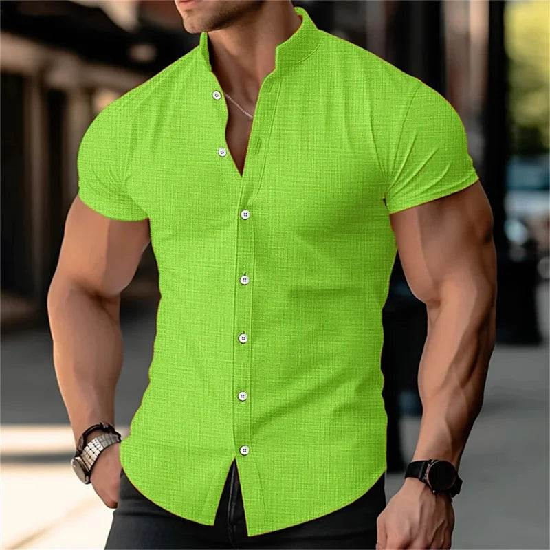 2024 Men's Short Sleeve Linen Shirt - Lightweight & Breathable Fashion - Buy Center UK