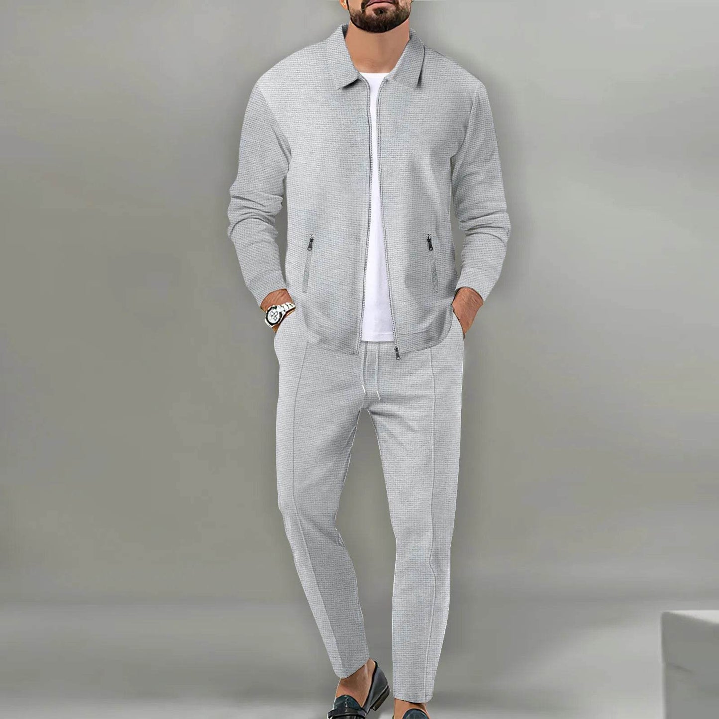 Buy Center 2025 Youth Slim Cardigan Jacket & Trouser Two-Piece Suit - Buy Center UK