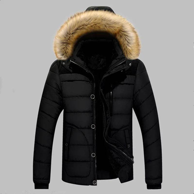 Buy Center Men's Warm Overcoat - Hooded Winter Jacket, Thick Cotton - Buy Center UK