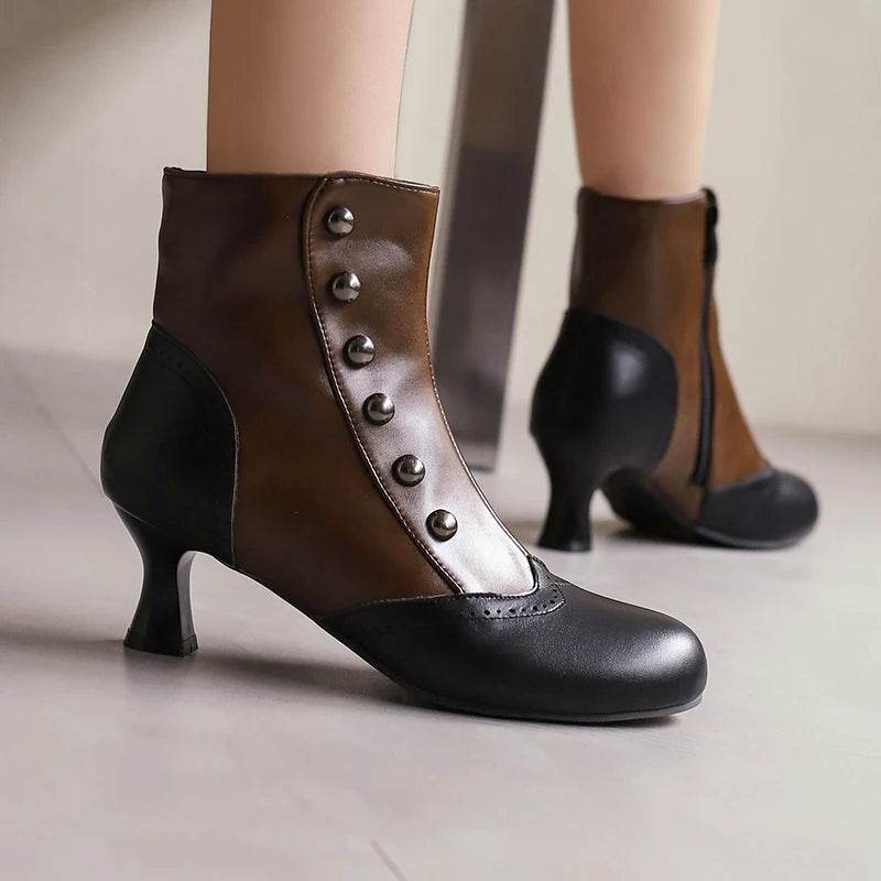 Buy Center Women's Mixed Colours Ankle Boots - Rivets & Kitten Heels - Buy Center UK