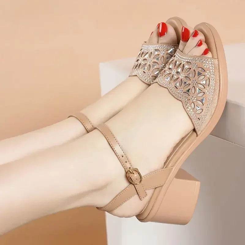 Buy Center Women's Rhinestone Platform Sandals - Plus Size 35-43 - Buy Center UK