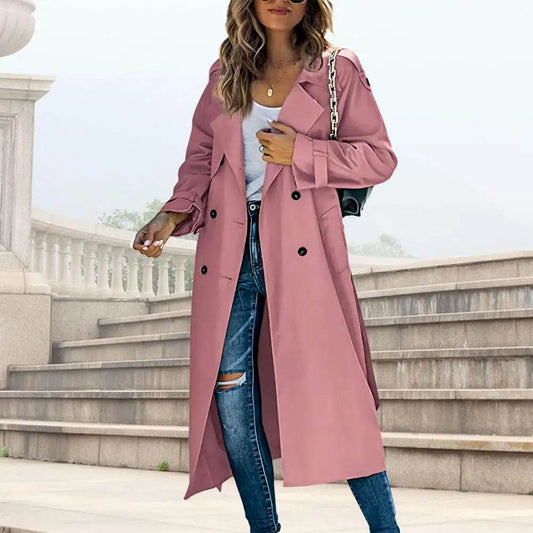 Buy Center Women's Windproof Trench Coat - Double-Breasted, Stylish Outerwear - Buy Center UK