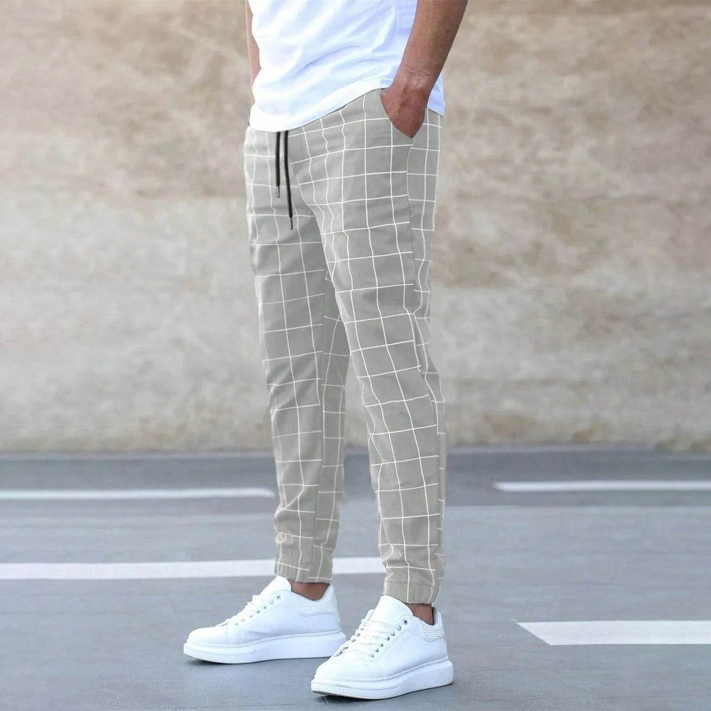 Buy Center Men’s Plaid Pants - Elastic Waist Casual Trousers with Pockets - Buy Center UK
