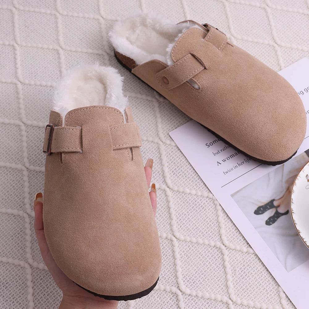 Comwarm Winter Fuzzy Cork Clogs - Plush Fur Lined Slippers for All - Buy Center UK