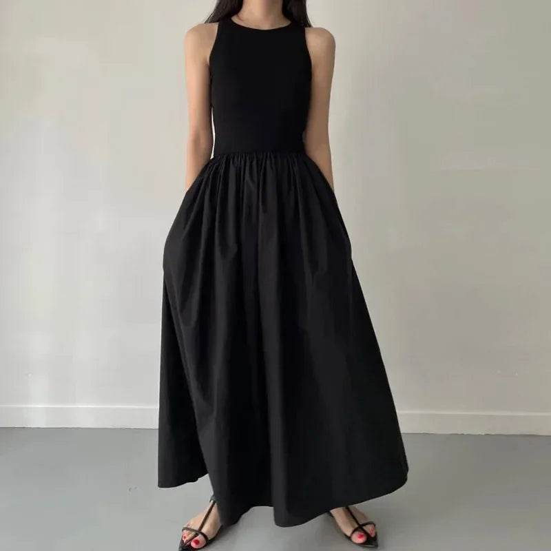 Buy Center Elegant Black Long Dress - Sleeveless High Waist Design - Buy Center UK