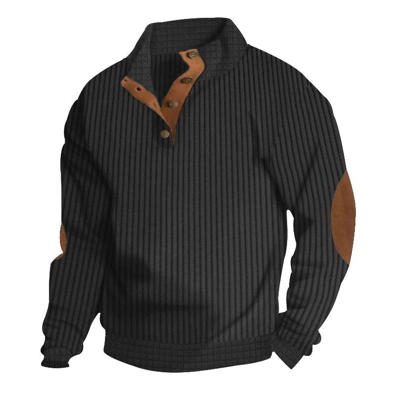 Buy Center Men's Casual Polo Sweater - Vertical Stripe Jacquard Design - Buy Center UK
