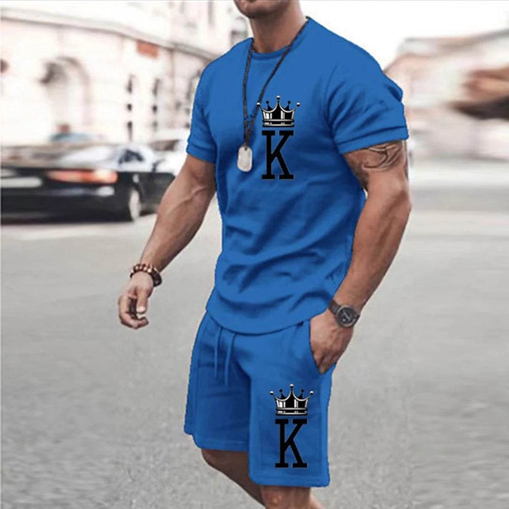 2025 Men's Summer Sports Set - Y2K Style 3D Poker King Design - Buy Center UK
