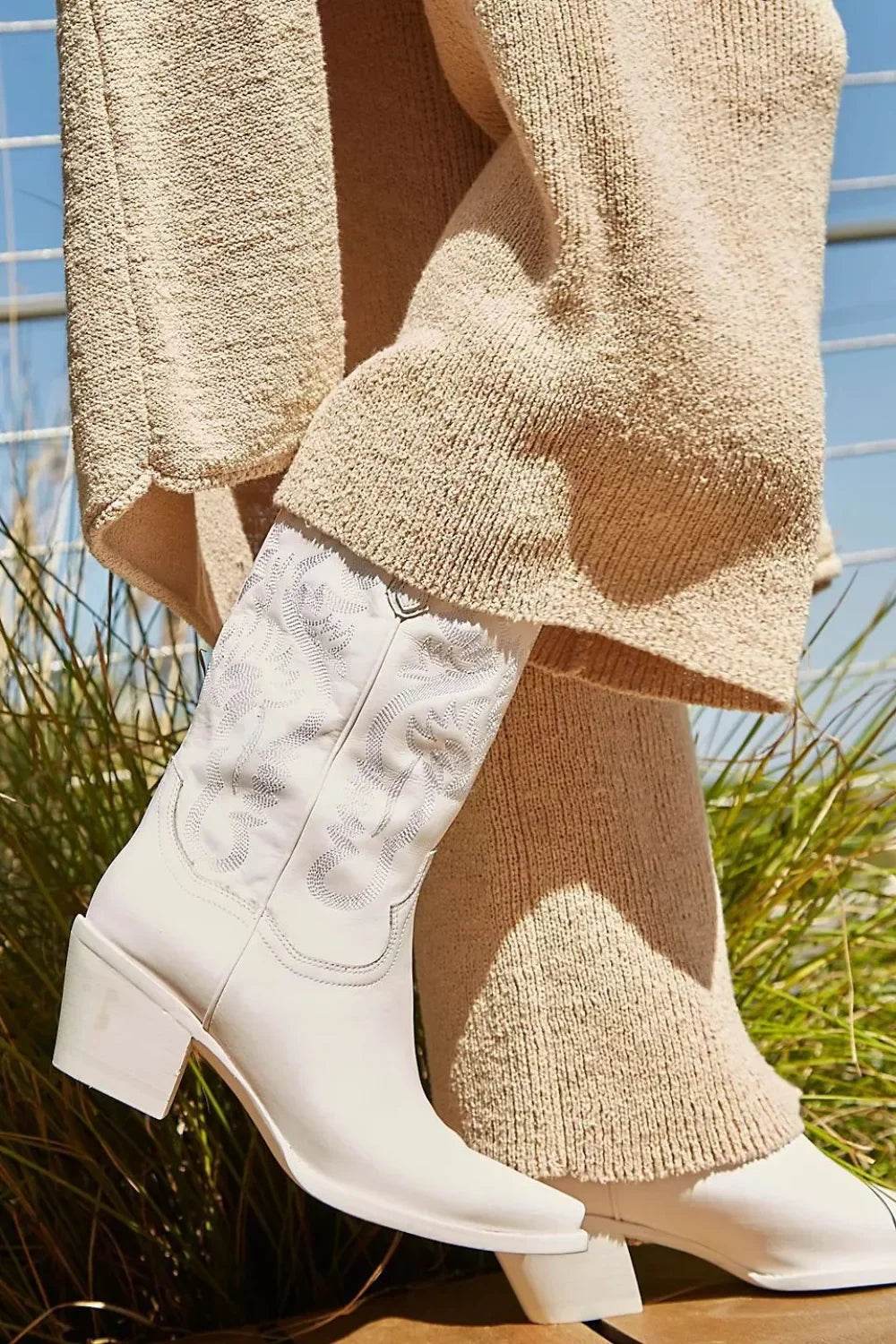 Buy Center Women's Embroidered Knee High Cowboy Boots - Chunky Heel - Buy Center UK