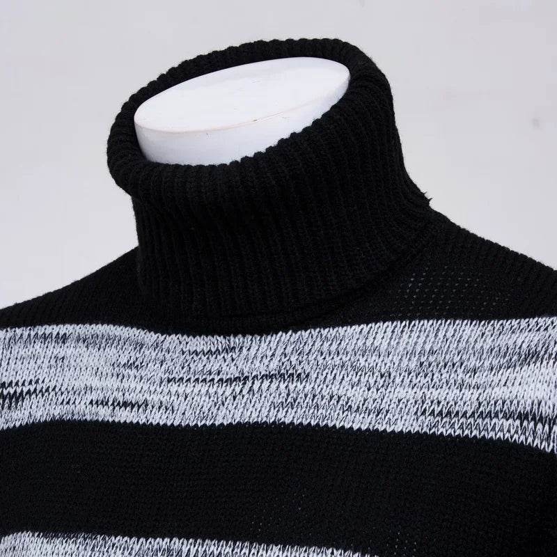 Buy Center High Neck Stripe Sweater - Slim Fit Long Sleeve Pullover - Buy Center UK