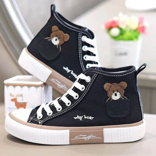 Buy Center Women's Pocket Bear High Top Shoes - Canvas, Lace-Up Style - Buy Center UK