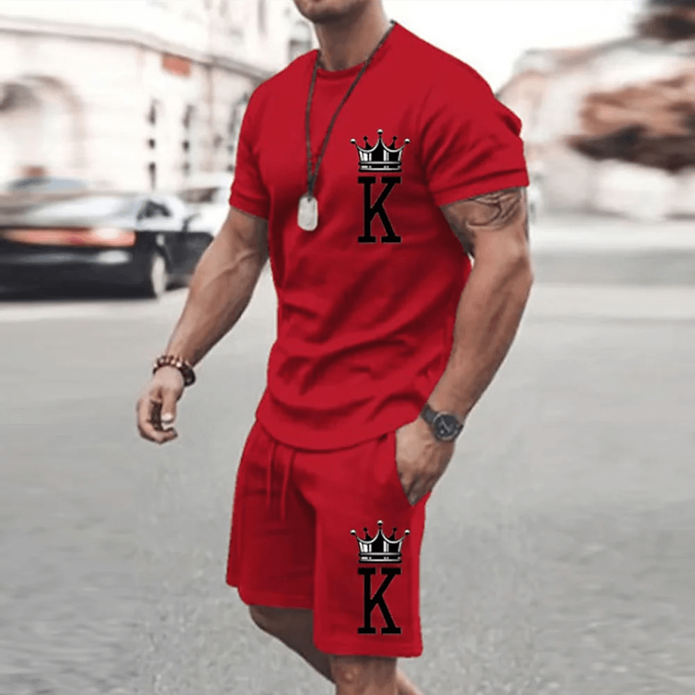 2025 Men's Summer Sports Set - Y2K Style 3D Poker King Design - Buy Center UK