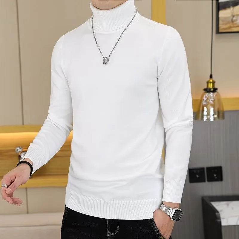Buy Center Men's Black and White Turtleneck Sweater - Stylish Knit - Buy Center UK