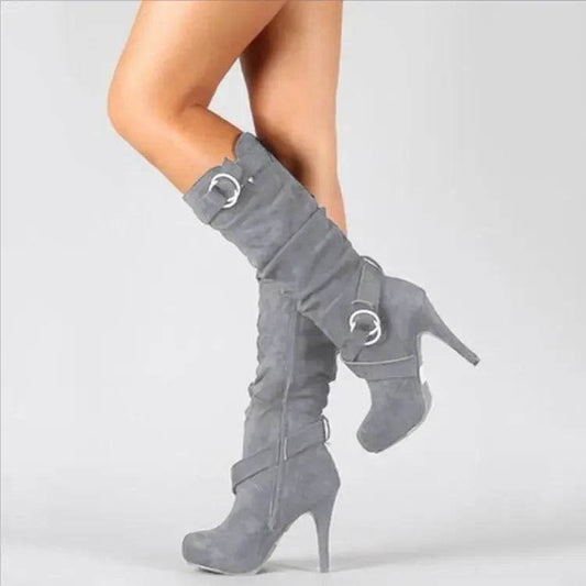 Buy Center Knee-High Women’s Boots - Thin High Heel PU Leather - Buy Center UK