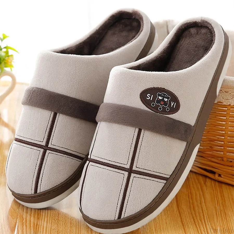 Buy Center Men's Warm Plaid Slippers - Soft Memory Foam Indoor Shoes - Buy Center UK