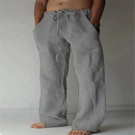 Men's Cotton Linen Casual Pants - Breathable Trousers for Streetwear - Buy Center UK