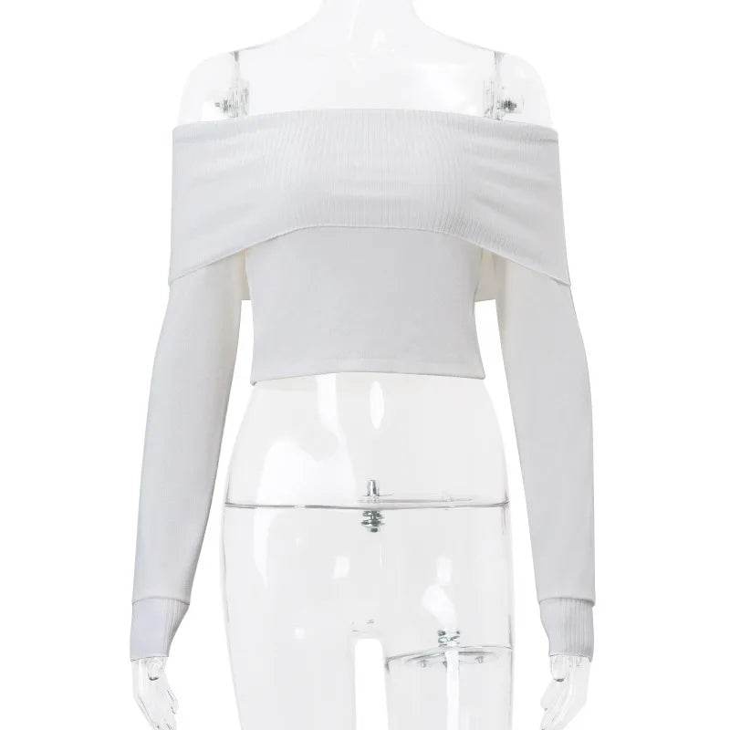 Buy Center Off Shoulder Sweater - Elegant Slim Fit for Women - Buy Center UK