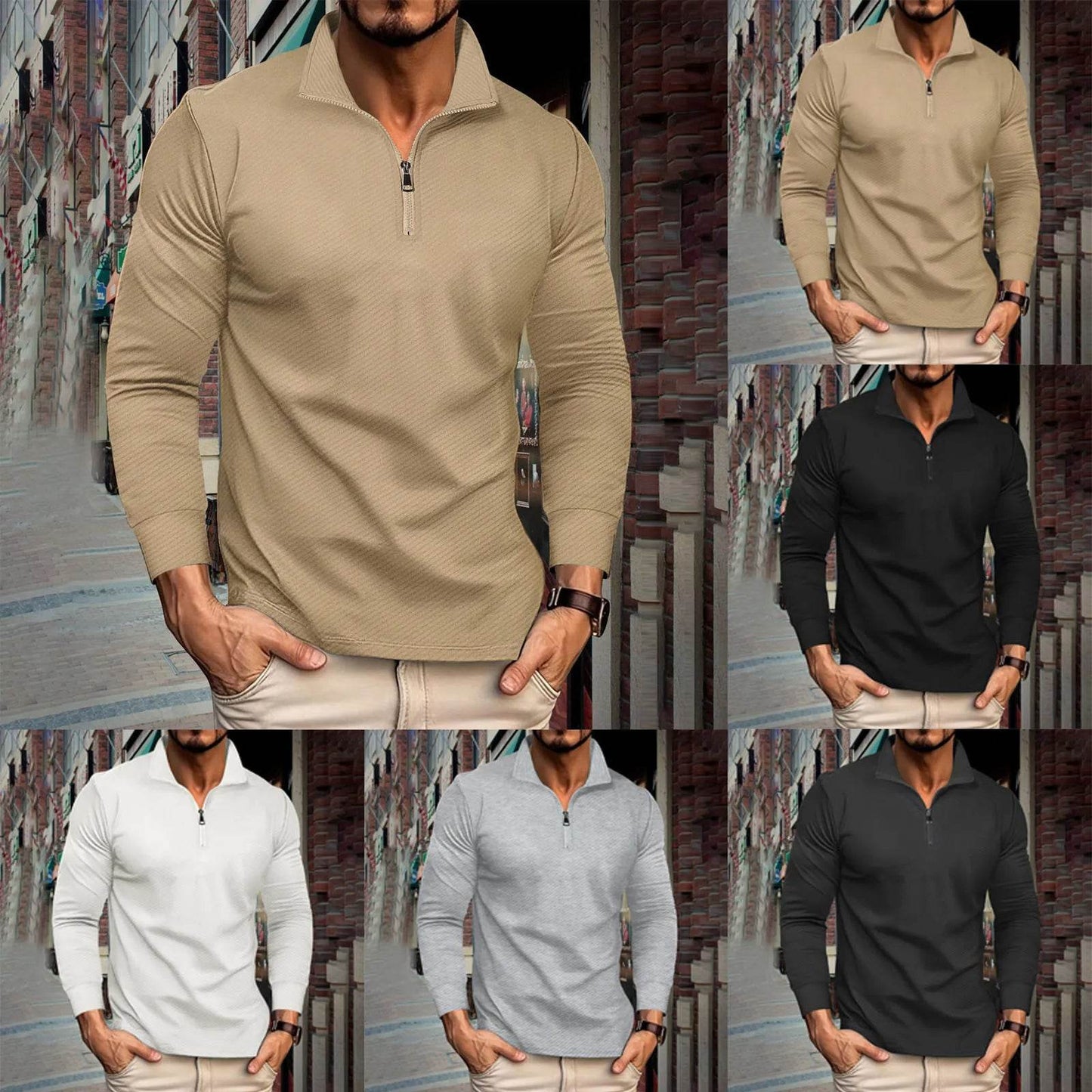 Buy Center Men's Turtleneck Pullover - Trendy Twill Jacquard Style - Buy Center UK