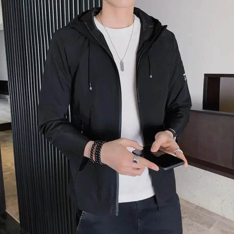 Buy Center Men's Hooded Bomber Jacket - Lightweight Windbreaker Coat - Buy Center UK