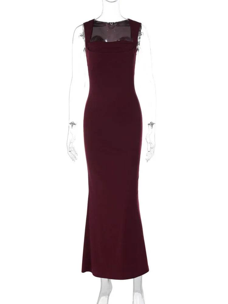 Mozision Sexy Maxi Dress for Women - Square Collar, High Waist Style - Buy Center UK